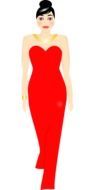 woman in dress red drawing