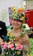 woman in floral decorations