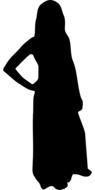 female model in long dress, black silhouette