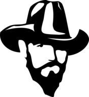 bearded cowboy in a hat face drawing