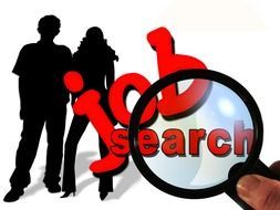 silhouettes of a man and a woman job seeker drawing