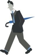 cartoon walking man with umbrella