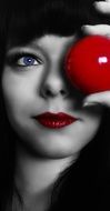 woman with red ball