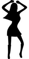 girl woman dancing disco black white drawing silhouette