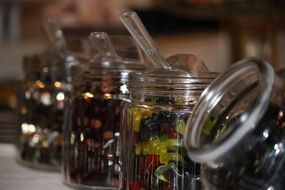 glass jars of candy