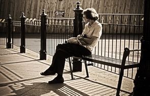 lonely old woman on the bench