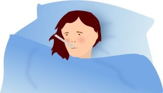 painted patient with a thermometer in the mouth