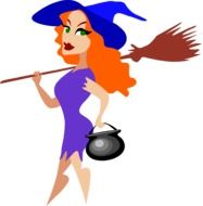 drawing of a young witch with a broom