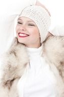 beautiful woman in a fashionable winter clothes