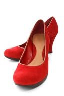 red suede female shoes