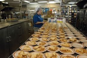 woman in the kitchen on the ship