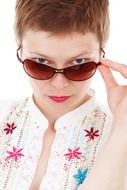 isolated portrait of a woman in sunglasses