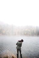 girl at the misty lake