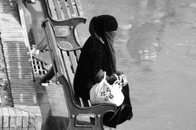 black and white photo of muslim woman