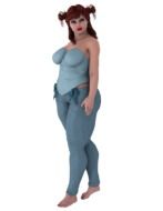 woman in jeans drawing