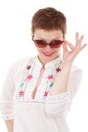 girl with short hair and sunglasses