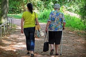 daughter with mom for a walk