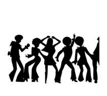 silhouettes of dancing people at a disco