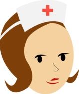 woman head with red cross on band, nurse, icon