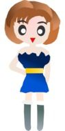 female cartoon character in blue dress