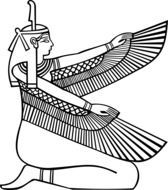 drawing of an Egyptian woman with wings