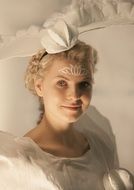 young caucasian girl in white, portrait