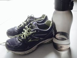 running shoes and water