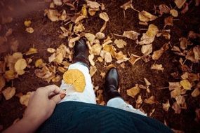 autumn fall Yellow leaves fashion shoes view