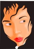 face drawing of a woman with black hair