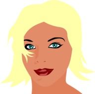 graphic image of a woman's face with bright makeup