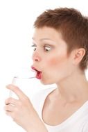 wondering face of drinking water woman