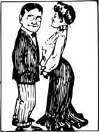 black and white drawing of a married couple
