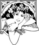 woman dreaming black and white drawing