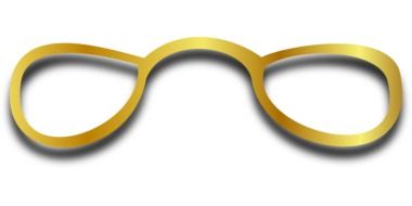 golden eyeglasses without earpieces, pince-nez, illustration