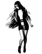 Black and white silhouette of a woman with long black hair