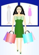 clipart of the woman shopping in a mall