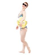 photo of the girl in a bathing suit and a ball