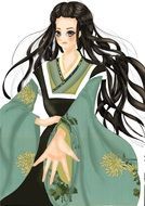 graphic image of a girl in traditional Asian clothes