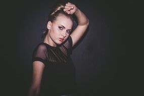 photo of the girl on a black background