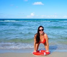 smiling woman on the beach