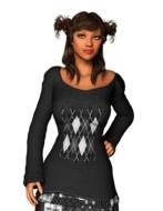 Girl model in a knitted dress