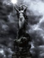 statue of a beautiful woman in a mysterious atmosphere