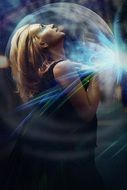 blonde on an abstract image
