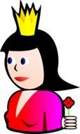 drawn queen with a red flower