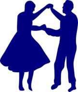 silhouette of senior dancing couple