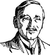 Black and white portrait of a gentleman with short hair and mustache