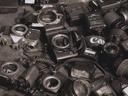 A lot of used cameras