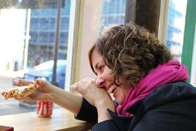 laughing girl in pizzeria