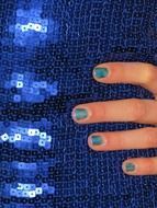 a brilliant blue dress