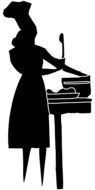 black silhouette image of a cook